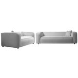 Kit Sofá 2 Lugares 160cm E Poltrona Decorativa Escritório Orgânico Cecília Linho - Amarena Móveis Cor Cinza Claro