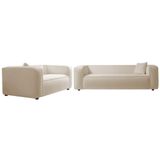 Kit Sofá 2 Lugares 160cm E Poltrona Decorativa Escritório Orgânico Cecília Linho - Amarena Móveis Cor Bege