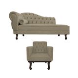 Kit Diva Recamier Diana 120cm Lado Direito E 1 Poltrona Classic Suede - Amarena Móveis Cor Cappuccino