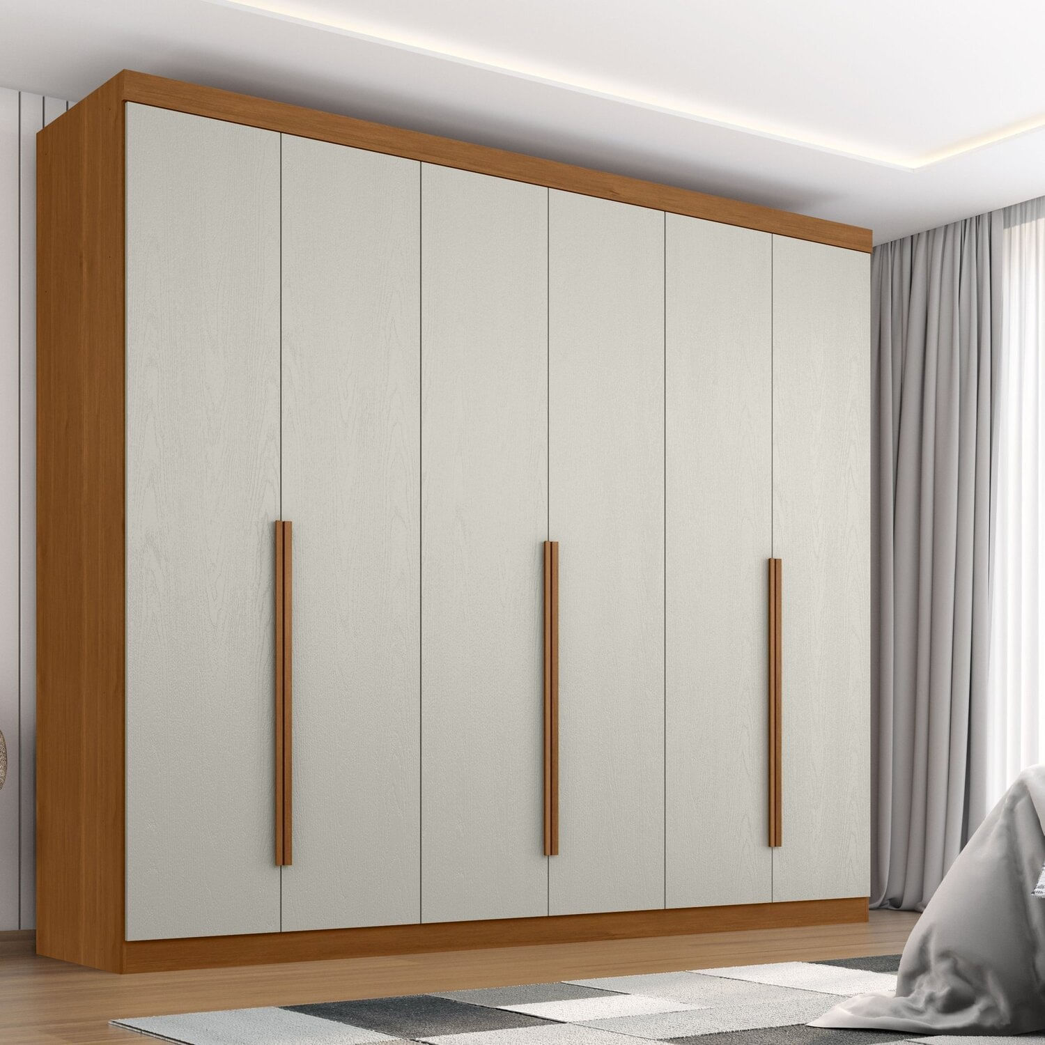 Roupeiro New Monumental 6 Portas 4 Gavetas Cinamomo / Areia