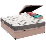 Cama Box Baú Bege E Colchão Light Espuma D33 Casal Ortobom