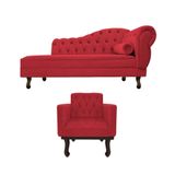 Kit Diva Recamier Diana 120cm Lado Esquerdo E 1 Poltrona Classic Suede - Amarena Móveis Cor Vermelho