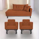 Kit Diva Recamier Azura 140cm Lado Esquerdo E 02 Poltronas Classic Suede - Amarena Móveis Cor Terracota