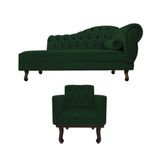 Kit Diva Recamier Diana 120cm Lado Esquerdo E 1 Poltrona Classic Suede - Amarena Móveis Cor Verde