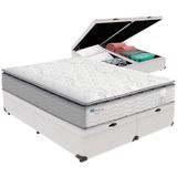 Cama Box Baú Branco E Colchão Amsterdã Molas Ensacadas Queen Probel