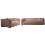 Kit Sofá 2 Lugares 160cm E Poltrona Decorativa Escritório Orgânico Cecília Linho - Amarena Móveis Cor Rosê