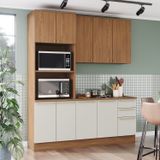 Cozinha Compacta 3 Peças Com Torre Quente Yasmin Espresso Móveis Nature/areia Hp