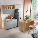 Cozinha Modulada 5 Peças Ripado Nesher 100% Mdf Marquesa Gourmet Nature/verde