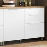 Balcão 1 Porta 3 Gavetas 120cm Nesher 100% Mdf Marquesa Branco/nature