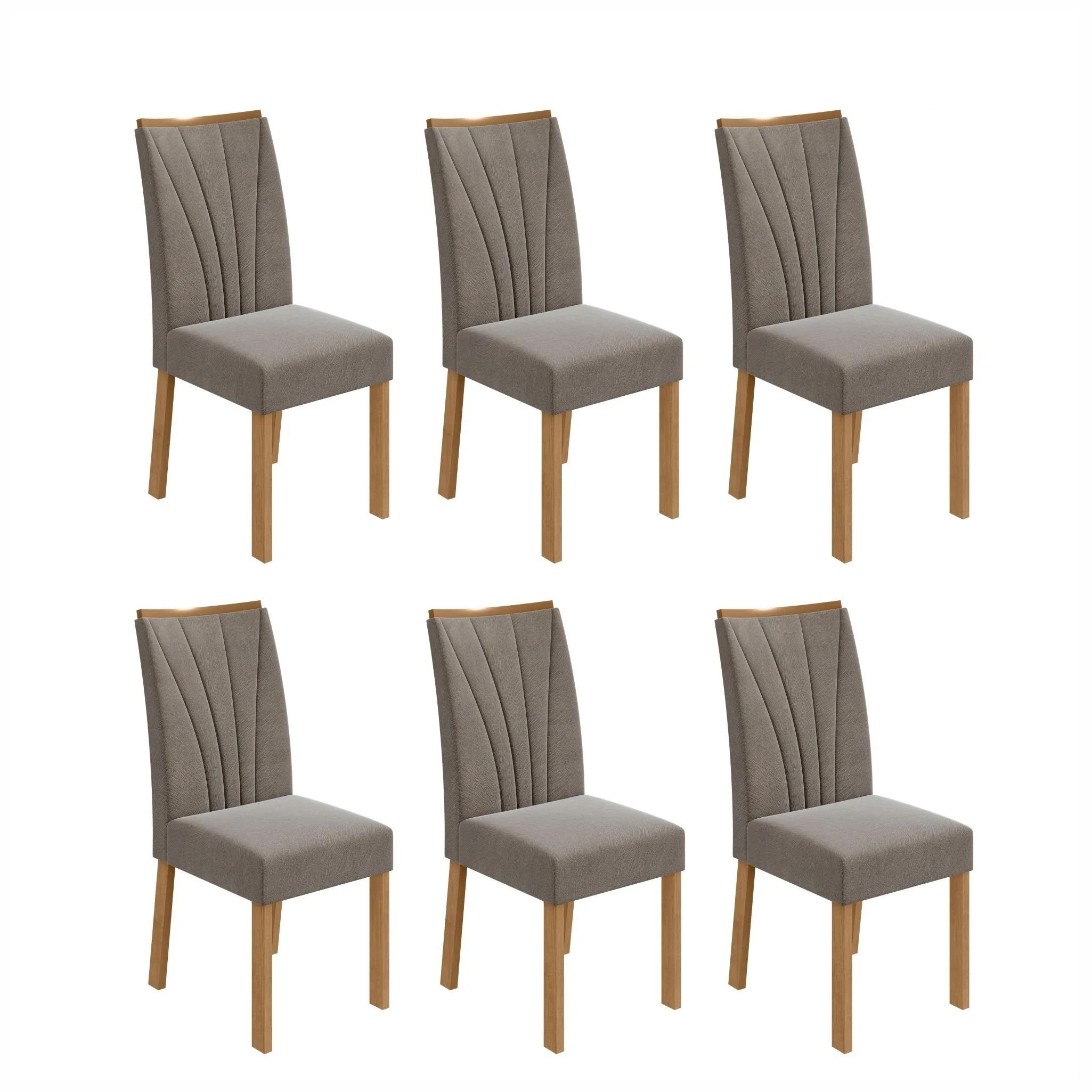 Conjunto 6 Cadeiras Estofadas Apogeu Móveis Lopas