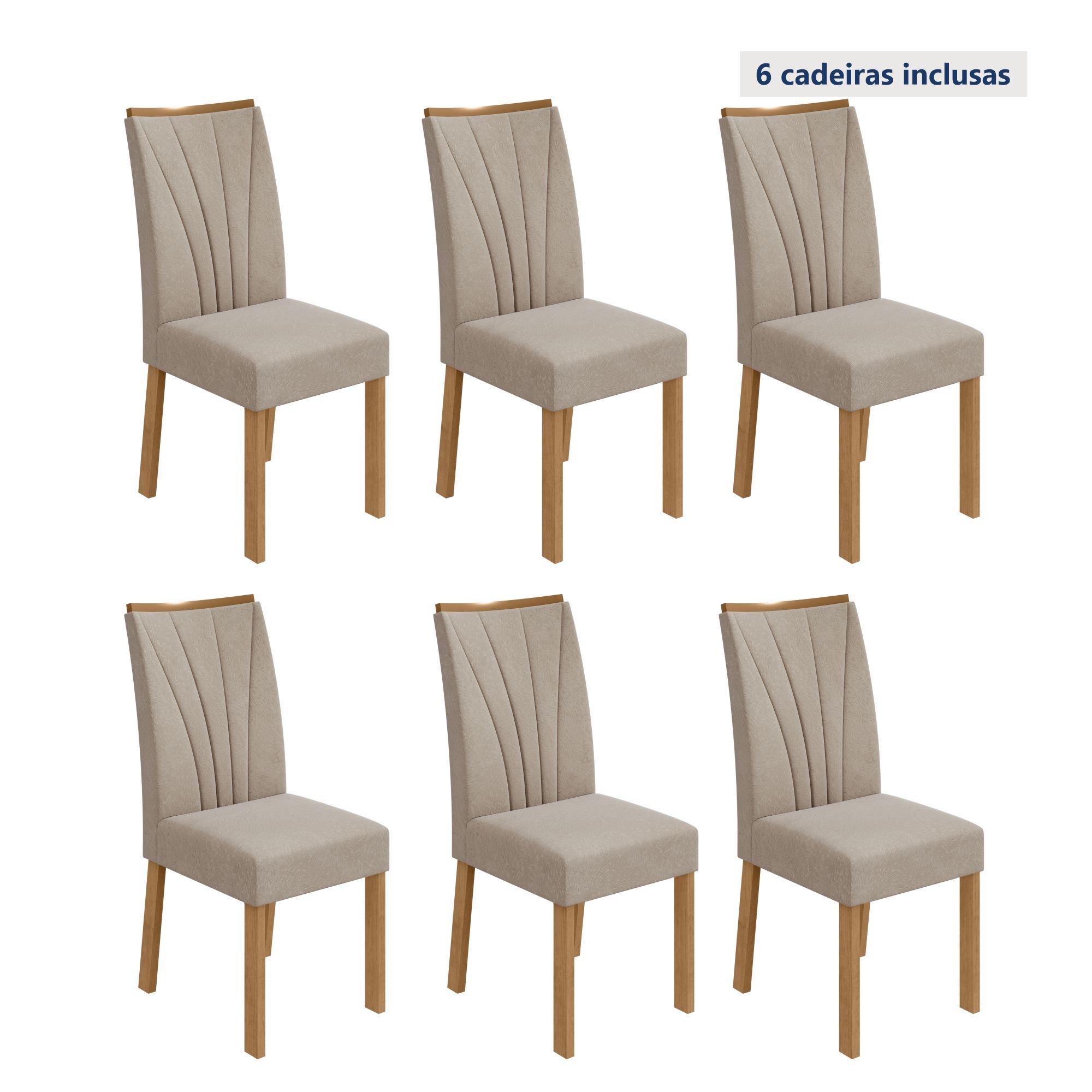 Conjunto 6 Cadeiras Estofadas Apogeu Móveis Lopas