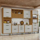 Cozinha 6 Peças 2 Paneleiros Ripado Imperatriz Nesher 100% Mdf Freijó/off White