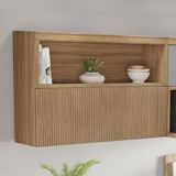 Armário Aereo 1 Porta Bascula Ripado Marquesa 120cm Nesher 100% Mdf Nature