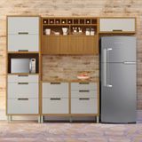 Cozinha 4 Peças Ripado Imperatriz Nesher 100% Mdf Freijó/off White