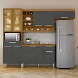 Cozinha 4 Peças Paneleiro Burguesa Premium Nesher 100% Mdf Freijó/grafite