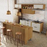 Cozinha 8 Peças Imperatriz Gourmet Ripado Nesher 100% Mdf Freijó/off-white