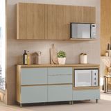 Cozinha 4 Peças Ripado Rainha Nesher 100% Mdf Balcão E Aéreo Forno Nesher 100% Mdf Nature/verde