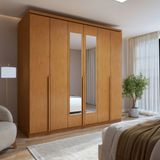 Guarda-roupa 6 Portas 4 Gavetas 100% Mdf Alonzo Com Espelho