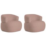 Kit 2 Poltronas Decorativa Sala De Estar Recepção Suiça Linho - Amarena Móveis Cor Rosê