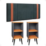Kit 2 Mesinhas Cinza/cinamomo Canto Nicho Prateleira Porta Objetos Cabeceira Suspensa Almofadada Cama Box Casal 1,40 Detalhe Lateral Suede - Lojas Rp