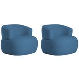 Kit 2 Poltronas Decorativa Sala De Estar Recepção Suiça Linho - Amarena Móveis Cor Azul Royal