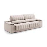 Sofá 3 Lugares Retrátil E Reclinável Murano Com Porta-copos Velosuede Areia 200 Cm
