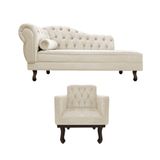 Kit Diva Recamier Diana 120cm Lado Direito E 1 Poltrona Classic Suede - Amarena Móveis Cor Bege