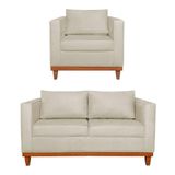Kit Sofa 2 Lugares E Poltrona Europa Bouclé - Amarena Móveis Cor Bege