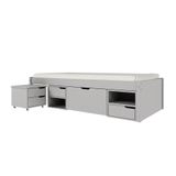 Cama Solteiro Multifuncional Charme 5 Gv Madeira Maciça Cinza Claro