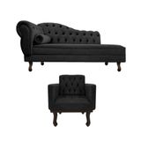 Kit Diva Recamier Diana 120cm Lado Direito E 1 Poltrona Classic Linho - Amarena Móveis Cor Preto