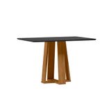 Mesa De Jantar Retangular Com Tampo De Vidro Rubi Preto E Ypê 120 Cm