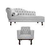 Kit Diva Recamier Diana 120cm Lado Direito E 1 Poltrona Classic Linho - Amarena Móveis Cor Cinza Claro