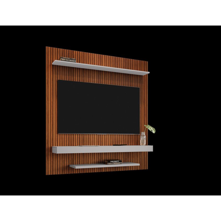 Painel Para Tv Até 60 Polegadas Impressão Ripada 3d Leme Ripado/off White - imagem 3