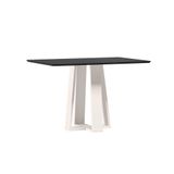 Mesa De Jantar Retangular Com Tampo De Vidro Rubi Preto E Off White 120 Cm