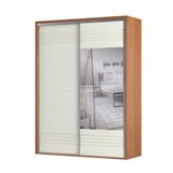 Guarda-roupa Solteiro Com Espelho Girona 100% Mdf 2 Pt 2 Gv Freijó E Off White