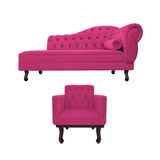 Kit Diva Recamier Diana 120cm Lado Esquerdo E 1 Poltrona Classic Suede - Amarena Móveis Cor Pink