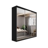 Guarda-roupa Casal Com 3 Espelhos Geneve 100% Mdf 3 Pt 4 Gv Preto