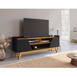 Rack Para Tv Até 65 Polegadas 2 Portas 2 Nichos Decor Móveis Bechara Preto Fosco/naturalle