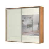 Guarda-roupa Casal Com Espelho Girona 100% Mdf 2 Pt 4 Gv Freijó E Off White