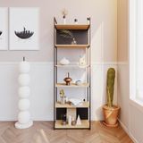 Estante Com 4 Prateleiras E 2 Nichos Brooklyn Vermont E Preta 60 Cm
