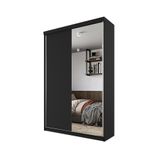 Gaurda-roupa Solteiro Com 1 Espelho Geneve 100% Mdf 2 Pt 2 Gv Preto