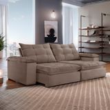 Sofa Retrátil E Reclinável 5 Lugares 290cm Espanha Celflex Bege Escuro