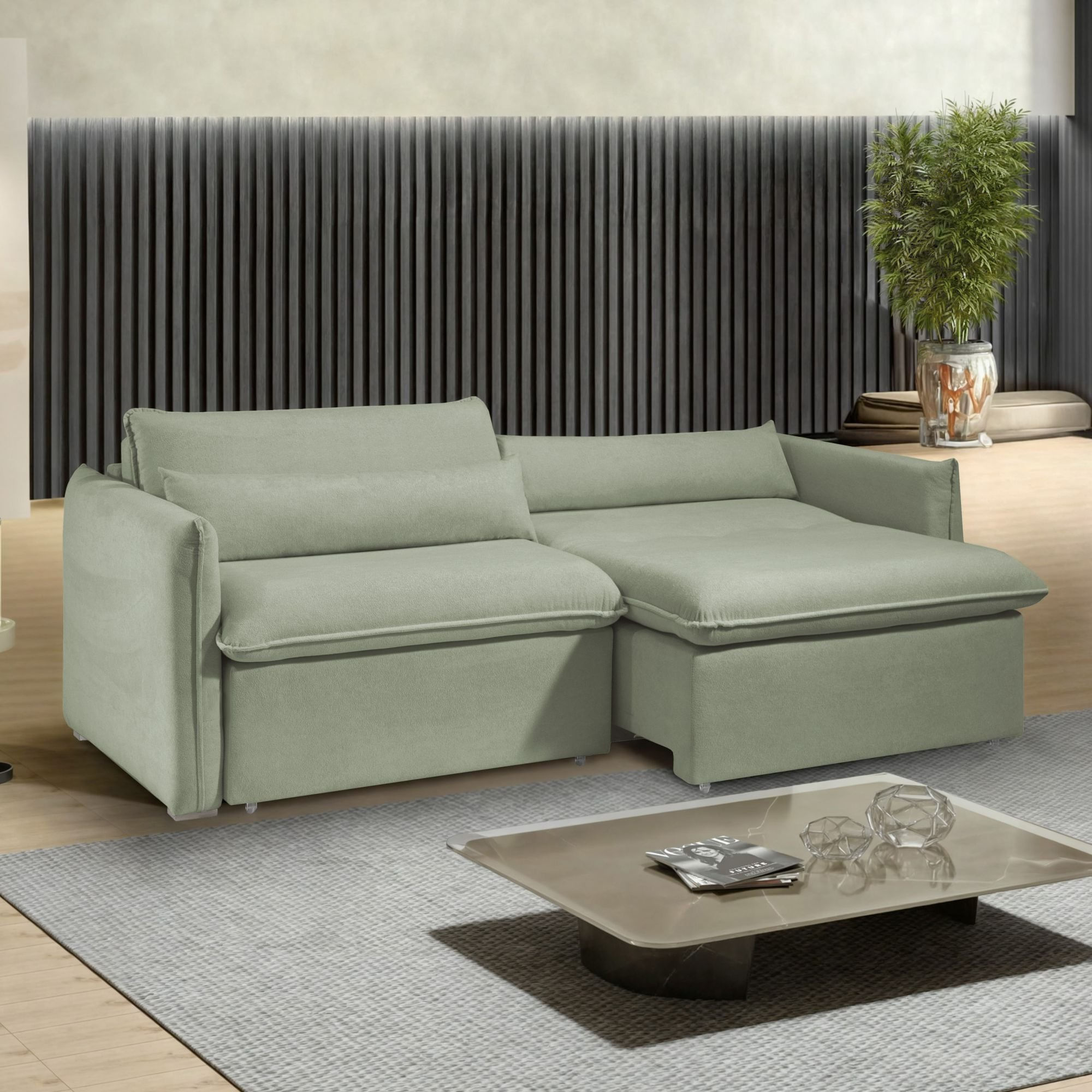Sofá Cama Retrátil E Reclinável Aurora Verde
