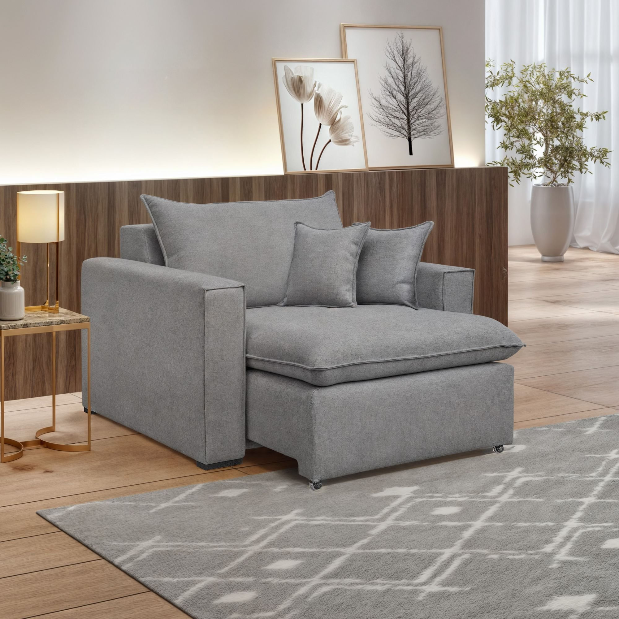 Poltrona Retrátil 100cm Barcelona Cinza