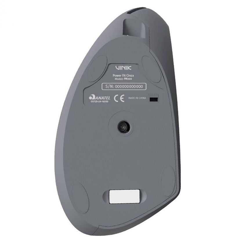 Mouse Sem Fio Recarregavel 2.4 Ghz Vertical Ergonomico Ortopedico Power Fit 1600 Dpi Cinza Usb - Pm300 - imagem 5