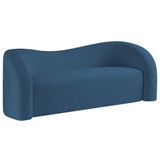 Sofá Curvo 3 Lugares Orgânico Sala Recepção Escritório Coréia 200cm Linho Cor Azul Royal