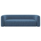 Sofá 3 Lugares 200cm Orgânico Luxo Recepção Melina Linho Adj Decor Azul Royal
