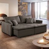Sofa Cama Retratil E Reclinavel 220cm Detroid Yescasa Marrom