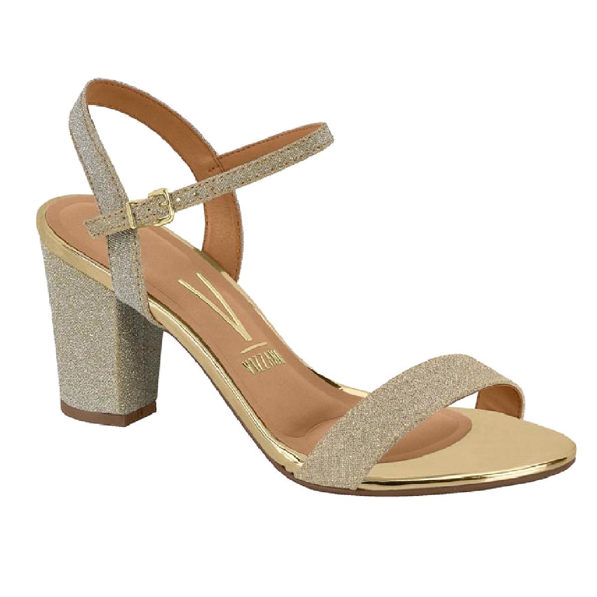 Sandalia Vizzano Glitter Salto Medio Ref 6262.474.26594 Dourado 040