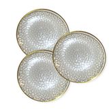 Kit 12 Pratos Jantar Redondo Acrílico Borda Dourada 25cm